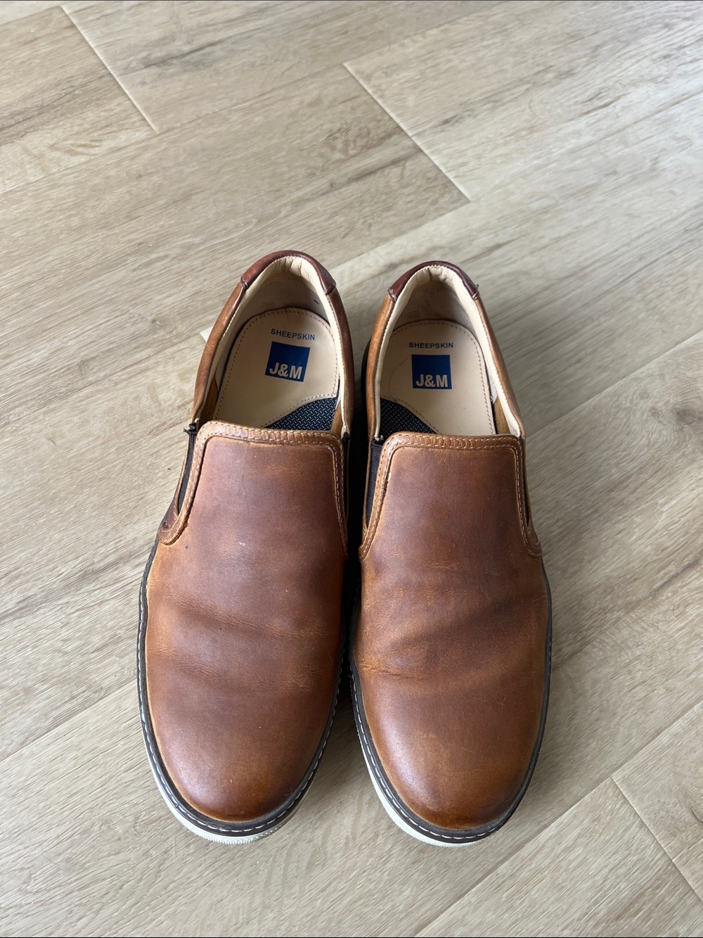 Johnston & Murphy Men’s Brown Leather Slip-On Dress Shoes. 10.5